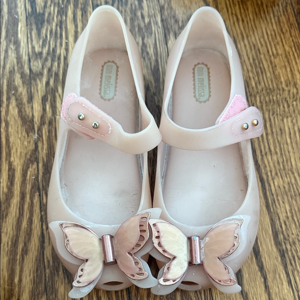 Mini Melissa Pink Butterfly Dress Shoes